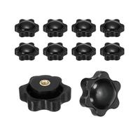 PATIKIL M4 x 25mm Thread Clamping Nuts, 10 Pcs 6 Star Knob Screws Female Thread Screw-On Grip Handle Nuts for Umbrella Base Replacement, Black