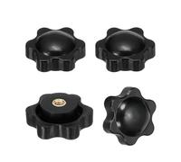 PATIKIL M4 x 25mm Thread Clamping Nuts, 4 Pcs 6 Star Knob Screws | Female Thread Screw-On Grip Handle Nuts for Umbrella Base Replacement,Black