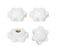 PATIKIL M4 x 25mm Thread Clamping Nuts, 4 Pcs 6 Star Knob Screws Female Thread Screw-On Grip Handle Nuts for Umbrella Base Replacement, White