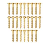 PATIKIL M4 x 30mm Slotted Wood Screw, 25 Pack Solid Brass Oval Head Flat Head Self Tapping Screws for Wood Furniture Connecting, Gold Tone