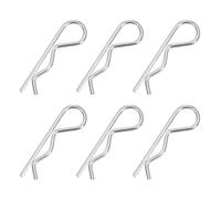 PATIKIL M4 x 90 mm Cotter Pin Assortment Kit, 6 Pcs Heavy Duty R Clips Hardware Pin Carbon Steel Spring Fasteners Hitch Pin for Trailer Locking Lawn Mowers Truck, Silver Tone