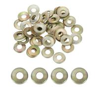 PATIKIL M4x10x0.7mm Flat Washers 50Pcs 65Mn Steel Belleville Spring Disc Washer Conical Knurled Metric Gasket for Automotive Industrial Construction (Yellow Zinc Plating)