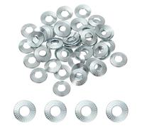 PATIKIL M4x10x0.7mm Flat Washers 50Pcs 65Mn Steel Belleville Spring Disc Washer Conical Knurled Metric Gasket for Automotive Industrial Construction (White Zinc Plating)