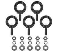 PATIKIL M4x12mm Lifting Shoulder Eye Bolt, 5Pcs 304 Stainless Steel Lifting Ring Threaded Eyebolt with Hex Lock Nut/Lock Washer/Flat Washer for Hanging Hammocks Articles, Black