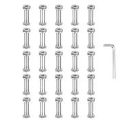 PATIKIL M4x4mm Hex Chicago Screws 5x20mm, 20Pcs 304 Stainless Steel Metric Hex Drive Socket Cap Binding Post Screw Posts for Scrapbook Leather Belt Album Furniture Repair, Silver