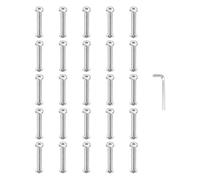 PATIKIL M4x4mm Hex Chicago Screws 5x35mm, 20Pcs 304 Stainless Steel Metric Hex Drive Socket Cap Binding Post Screw Posts for Scrapbook Leather Belt Album Furniture Repair, Silver