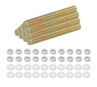 PATIKIL M5 Carbon Steel Fully Threaded Rods, 25 Set 1.8 Inch Length Long Threads Rod Bar Studs with Nuts and Washers for Furniture Mounting Machinery Manufacturing, Colored Zinc Tone