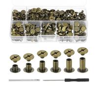 PATIKIL M5 Chicago Screw Rivets 110 Sets Metal Phillips Head Binding Screws Post Nail Rivet Stud Screw for Leather Jacket Belt Bag DIY Craft Bookbinding, Bronze