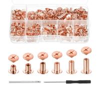 PATIKIL M5 Chicago Screw Rivets 110 Sets Metal Phillips Head Binding Screws Post Nail Rivet Stud Screw for Leather Jacket Belt Bag DIY Craft Bookbinding, Copper