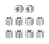 PATIKIL M5 Knurled Thumb Nuts, 10pcs 304 Stainless Steel Female Thread Type Flat Head Through Hole Round Hand Tighten Knob Fasteners Screw Cap Adjust Lock Position, D10mm x H8mm