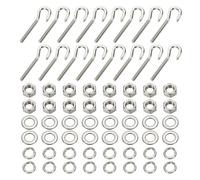 PATIKIL M5 Stainless Steel Eye Bolt, 16 Set Hook Eyelet Bolts Long Shank Threaded with Nut and Washers for Construction Swing Boat Yoga Hanging Bridge Ship Automobile, Silver