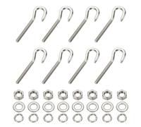 PATIKIL M5 Stainless Steel Eye Bolt, 8 Set Hook Eyelet Bolts Long Shank Threaded with Nut and Washers for Construction Swing Boat Yoga Hanging Bridge Ship Automobile, Silver