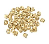 PATIKIL M5 Threaded Inserts M5x6x7mm, 50 Pcs Brass Heat Set Insert Female Threaded Inserts Metric Knurled Nuts Embedment Nut for Plastic and 3D Printing Components, Gold