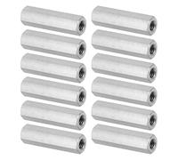 PATIKIL M5 x 0.8-Pitch 304 Stainless Steel Hex Coupling Nuts, 12Pcs 30mm/ 1.2" Length Coarse Fully Threaded Rod Coupling Nut Studding Connector Fasteners, Silver Tone