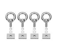 PATIKIL M5 x 10mm Eye Bolt Set, 4 Pcs 304 Stainless Steel Lifting Ring Threaded Shoulder Eyebolt with Nuts Spring & Flat Washers for Hanging Tie Down Straps Outdoor Indoor