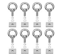 PATIKIL M5 x 10mm Eye Bolt Set, 8 Pcs 304 Stainless Steel Lifting Ring Threaded Shoulder Eyebolt with Nuts Spring & Flat Washers for Hanging Tie Down Straps Outdoor Indoor