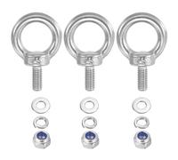 PATIKIL M5 x 10mm Lifting Shoulder Eye Bolt, 3Pcs 304 Stainless Steel Lifting Ring Threaded Eyebolt with Nuts Washers for Hanging Hammocks Articles