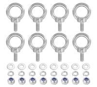 PATIKIL M5 x 10mm Lifting Shoulder Eye Bolt, 8Pcs 304 Stainless Steel Lifting Ring Threaded Eyebolt with Nuts Washers for Hanging Hammocks Articles