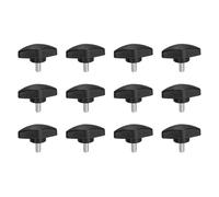 PATIKIL M5 x 12mm Tee Thumb Screws, 12 Pcs 35mm Width Carbon Steel Tee Wing Knobs Screws Clamping t Head Handles Thumbscrew Bolt Screw Kit for Replace Hand Tightening Knob Supply, Black