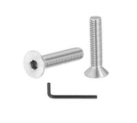 PATIKIL M5 x 25 mm Flat Head Socket Cap Screws, 20 Pcs 304 Stainless Steel Head Screw Bolts Hex Socket Drive Countersunk Bolts for Binding Furniture Table Machinery, Silver
