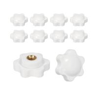 PATIKIL M5 x 25mm Thread Clamping Nuts, 10 Pcs 6 Star Knob Screws Female Thread Screw-On Grip Handle Nuts for Umbrella Base Replacement, White