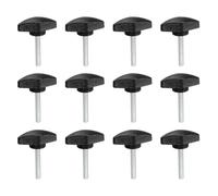 PATIKIL M5 x 30mm Tee Thumb Screws, 12 Pcs 35mm Width Carbon Steel Tee Wing Knobs Screws Clamping t Head Handles Thumbscrew Bolt Screw Kit for Replace Hand Tightening Knob Supply, Black