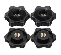 PATIKIL M5 x 32mm Through Hole Knob Nut Screw, 4 Pcs Brass Screw-On Female Thread Knob Plastic Star Knobs Clamping Handles Threaded Hand Knobs Black