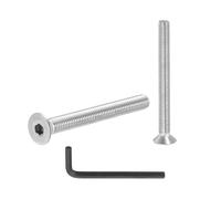 PATIKIL M5 x 50 mm Flat Head Socket Cap Screws, 20 Pcs 304 Stainless Steel Head Screw Bolts Hex Socket Drive Countersunk Bolts for Binding Furniture Table Machinery, Silver