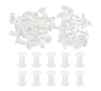 PATIKIL M5x10mm Plastic Binding Post, 24 Sets Plastic Chicago Screws Binding Screw Rivet Post Press-on Buckle for Leather Scrapbook Photo Albums, White
