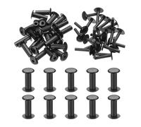 PATIKIL M5x15mm Plastic Binding Post, 24 Sets Plastic Chicago Screws Binding Screw Rivet Post Press-on Buckle for Leather Scrapbook Photo Albums, Black