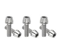 PATIKIL M5x16mm Titanium Bicycle Stem Bolt, 6 Pack Hex Tapered Head Bolt Mountain Bike Screw Replacement with Washer for Bicycle Stem Parts, Silver Tone