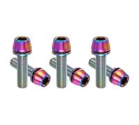 PATIKIL M5x18mm Titanium Bicycle Stem Bolt, 6 Pack Hex Tapered Head Bolt Mountain Bike Screw Replacement with Washer for Bicycle Stem Parts, Colorful