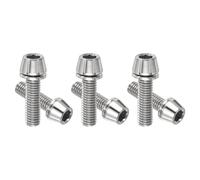 PATIKIL M5x18mm Titanium Bicycle Stem Bolt, 6 Pack Hex Tapered Head Bolt Mountain Bike Screw Replacement with Washer for Bicycle Stem Parts, Silver Tone