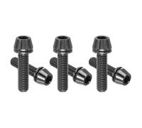 PATIKIL M5x20mm Titanium Bicycle Stem Bolt, 6 Pack Hex Tapered Head Bolt Mountain Bike Screw Replacement with Washer for Bicycle Stem Parts, Black