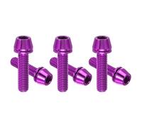 PATIKIL M5x20mm Titanium Bicycle Stem Bolt, 6 Pack Hex Tapered Head Bolt Mountain Bike Screw Replacement with Washer for Bicycle Stem Parts, Purple