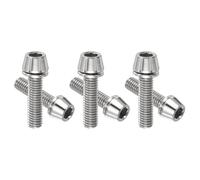 PATIKIL M5x20mm Titanium Bicycle Stem Bolt, 6 Pack Hex Tapered Head Bolt Mountain Bike Screw Replacement with Washer for Bicycle Stem Parts, Silver Tone