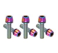 PATIKIL M5x20mm Titanium Bicycle Stem Bolt, 6 Pack Hex Tapered Head Bolt Mountain Bike Screw Replacement with Washer for Bicycle Stem Parts, Colorful
