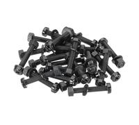 PATIKIL M5x30mm Black Nylon Bolts Plastic Nuts Full Thread Head Screws, 24 Pcs