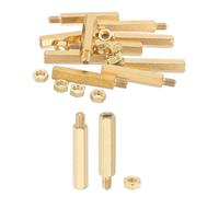 PATIKIL M5X35mm+7mm Standoff Screws, 20Pcs Male to Female Hex Brass PCB Standoff Spacer Screw Nut Assortment Kit for PCB Computer Circuit Board, Golden