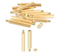 PATIKIL M5X45mm+7mm Standoff Screws, 20Pcs Male to Female Hex Brass PCB Standoff Spacer Screw Nut Assortment Kit for PCB Computer Circuit Board, Golden