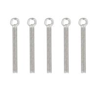 PATIKIL M5x48mm Lifting Shoulder Eye Bolts, 5 Pcs Machinery Shoulder Lifting Screw Bolt 304 Stainless Steel Threaded Screw Eyebolt for Lifting Hanging Valves Fasteners, Silver