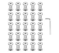 PATIKIL M5x5mm Hex Chicago Screws 6x12mm, 20Pcs 304 Stainless Steel Metric Hex Drive Socket Cap Binding Post Screw Posts for Scrapbook Leather Belt Album Furniture Repair, Silver