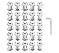 PATIKIL M5x5mm Hex Chicago Screws 6x8mm, 20Pcs 304 Stainless Steel Metric Hex Drive Socket Cap Binding Post Screw Posts for Scrapbook Leather Belt Album Furniture Repair, Silver