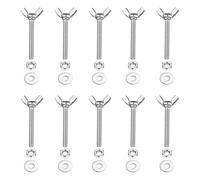 PATIKIL M6-1 x 45 mm Wing Butterfly Screw, 10 Pcs 304 Stainless Steel Wing Nuts and Bolts Machine Fastener Thumb Hand Screws for Electronic Equipment DIY Tools, Silver