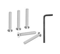 PATIKIL M6-1x45mm Flat Head Socket Cap Bolts Screws, 10 Pcs 304 Stainless Steel Full Thread Hex Drive Countersunk Bolts with Hex Wrench for Car Bike Ship Assembly Accessories