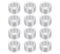 PATIKIL M6 Aluminum Spacers, 12pcs 1/4" x 3/8" Round Metal Spacers for 1/4 or M6 Screw Bolts, Unthreaded Standoff Bushing 3/16"L, 6.2x10x5mm