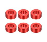 PATIKIL M6 Aluminum Spacers, 6 Pcs Metal Spacers Aluminum 6.2mm ID x 12mm OD x 5mm L Aluminum Spacer Screw Standoff Round for 1/4" or M6 Screw Bolts,Red