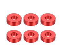 PATIKIL M6 Aluminum Spacers, 6 Pcs Metal Spacers Aluminum 6.2mm ID x 15mm OD x 5mm L Aluminum Spacer Screw Standoff Round for 1/4" or M6 Screw Bolts,Red