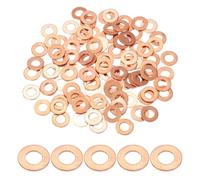 PATIKIL M6 Copper Washer Sealing Ring, 100 Pieces 6mm ID 12mm OD 1mm Thickness Metric Flat Sealing Gasket Crush Washer for Screws Bolt Sump Plugs Oil Drain
