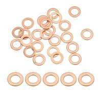 PATIKIL M6 Copper Washer Sealing Ring, 25 Pieces 6mm ID 10mm OD 1mm Thickness Metric Flat Sealing Gasket Crush Washer for Screws Bolt Sump Plugs Oil Drain